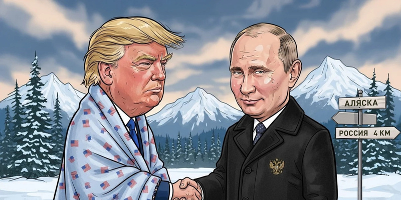 Весёлые картинки про саммит на Аляске, Путина и Трампа