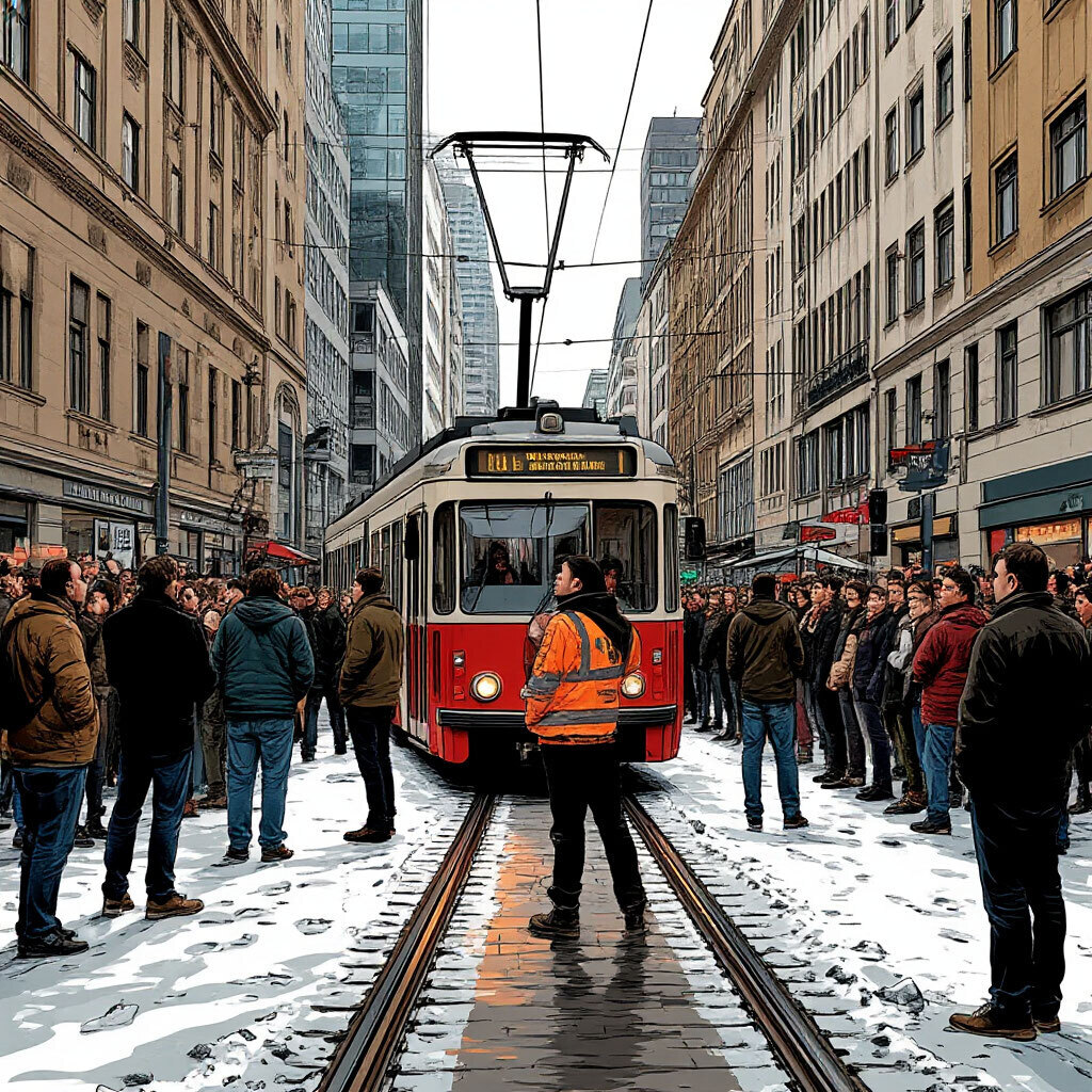 Всё закатать в асфальт и точка! Дорожные рабочие Екатеринбурга закатали в асфальт рельсы. Трамвай не заметил и сошёл с пути