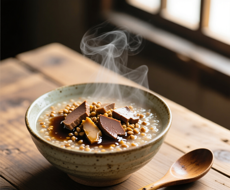 Печень по-купечески с гречкой и подливкой