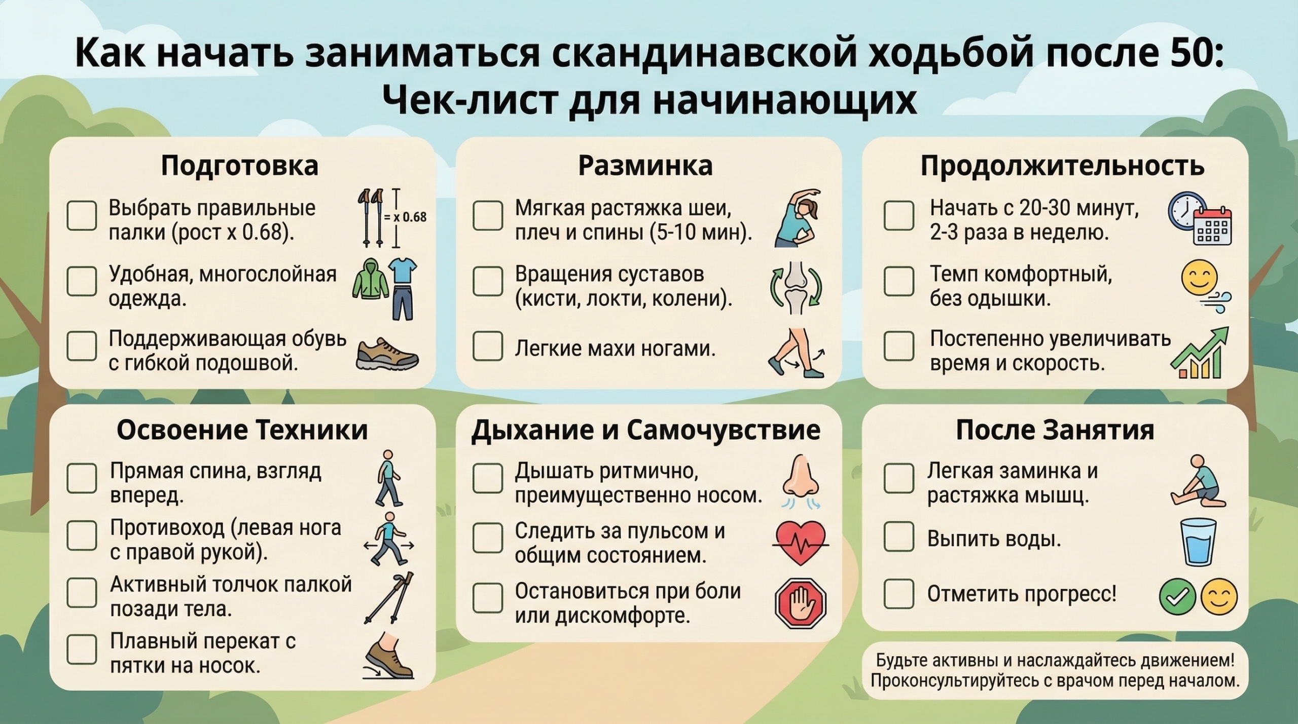 Скандинавская ходьба: спорт для бабушек или настоящий секрет активного долголетия после 50?