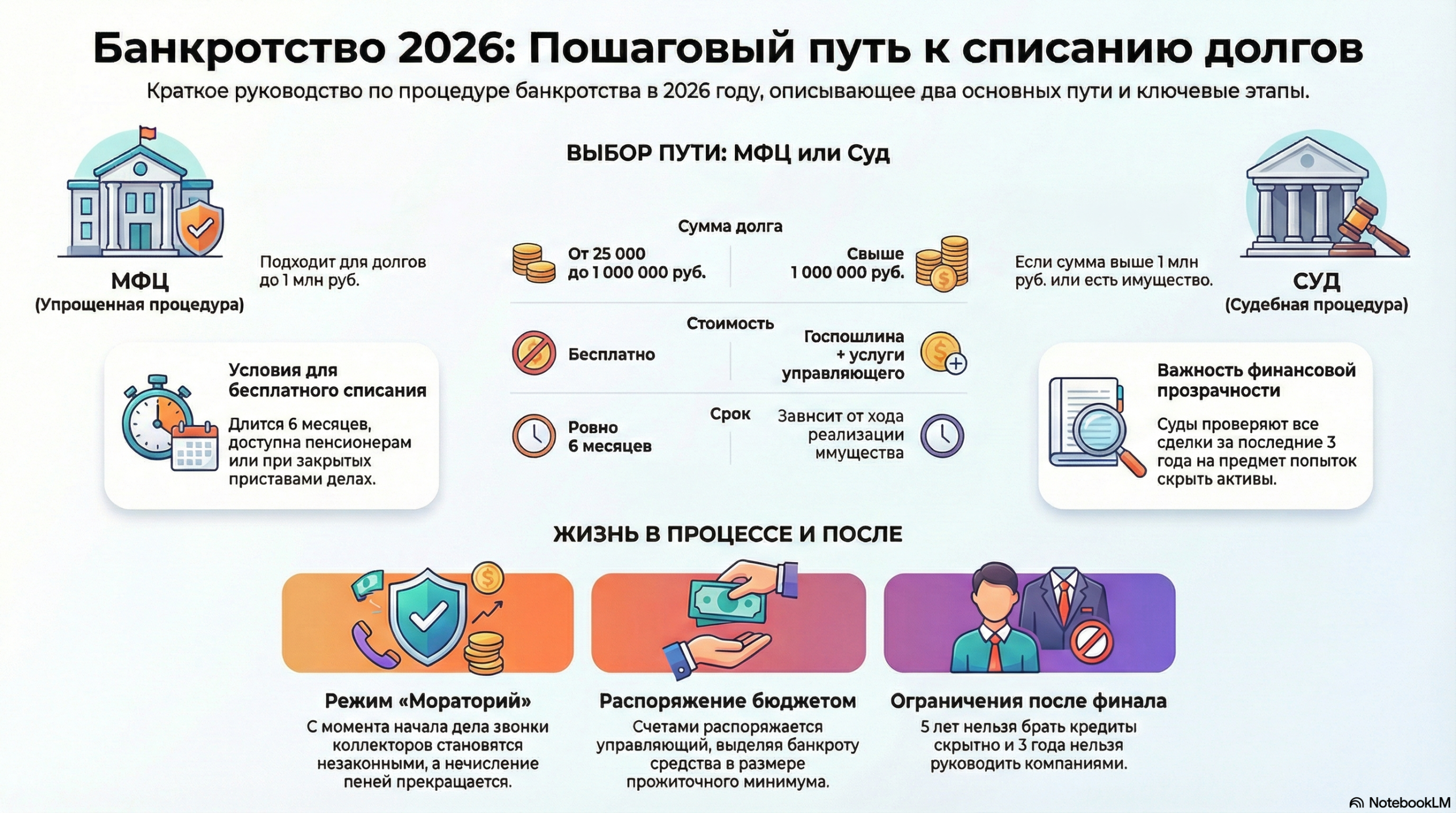 Как списать долги в 2026 году: пошаговая инструкция по банкротству от А до Я (актуальные изменения).