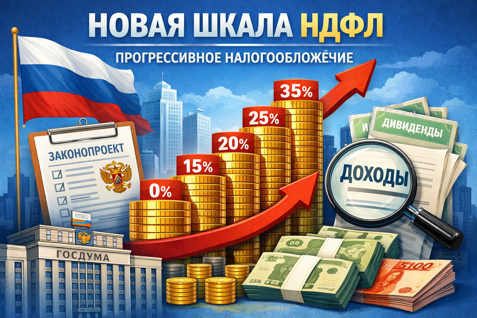 В Госдуму внесли законопроект о новой (изменённой) шкале НДФЛ.