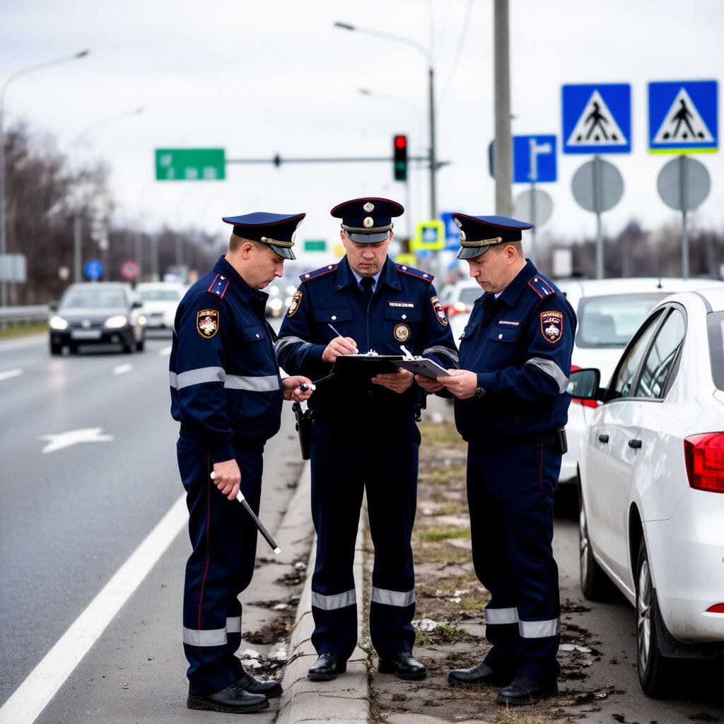 За выезд на встречку для объезда автомобиля, остановленный по требованию ГАИ, можно получить штраф