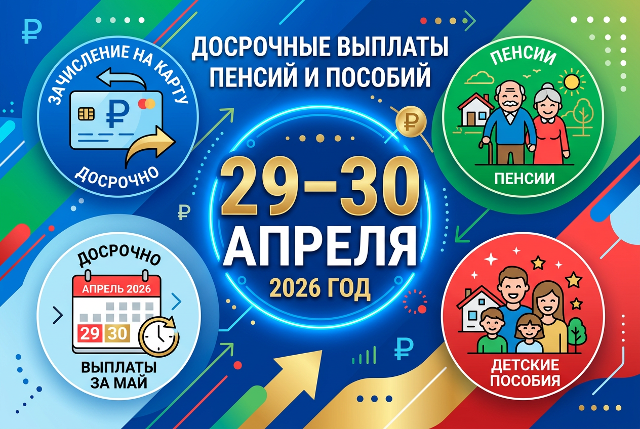 💰 Деньги раньше срока: кому в апреле 2026 перечислят пенсии и пособия досрочно