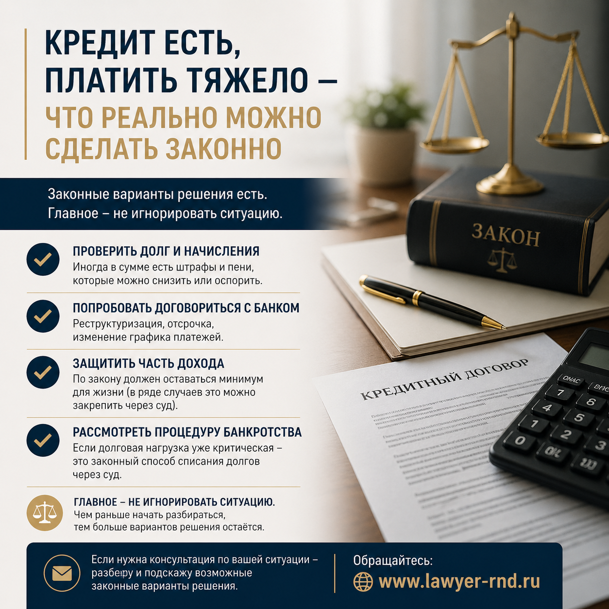 Кредит есть, платить тяжело — что реально можно сделать законно?