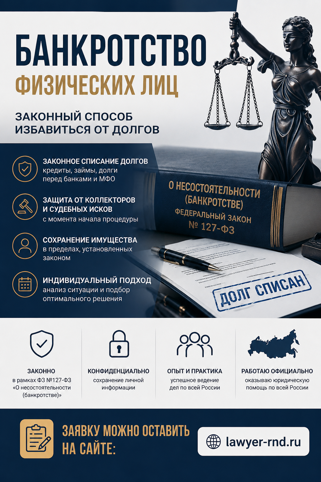 Банкротство физических лиц — законное списание долгов в России!