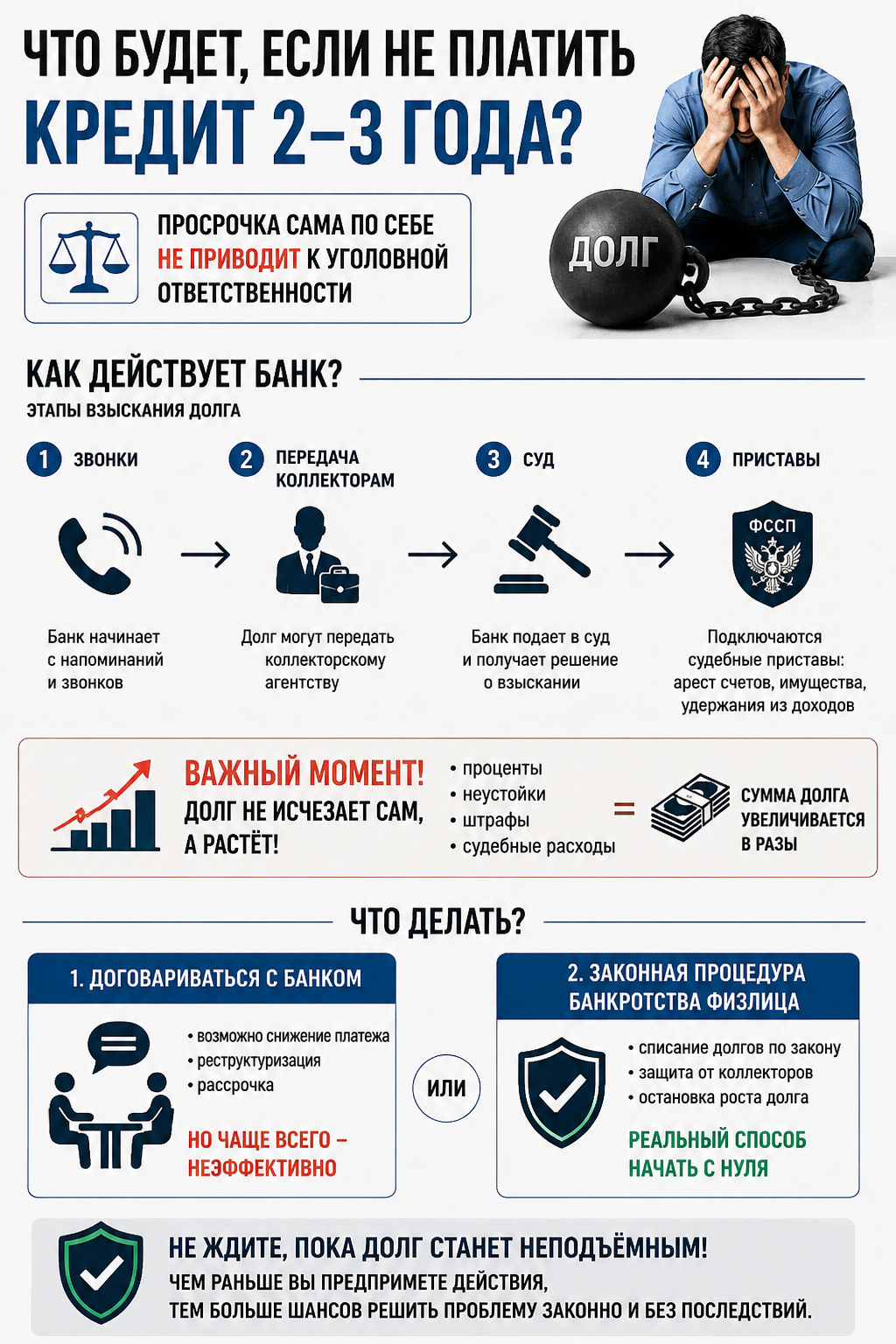 Что будет, если не платить кредит 2–3 года?