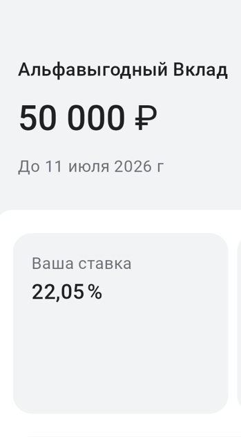 Открыла вклад со ставкой 22,05% годовых