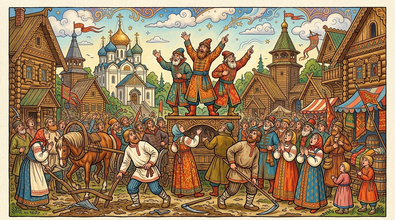 Сказка о справедливом возмездии, «Огненном Орехе» и хитрости боярской .