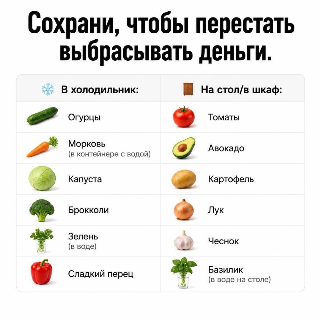 Мы выбрасываем до 30% бюджета на продукты из‑за незнания базовой химии растений. Простые правила хранения и экономии