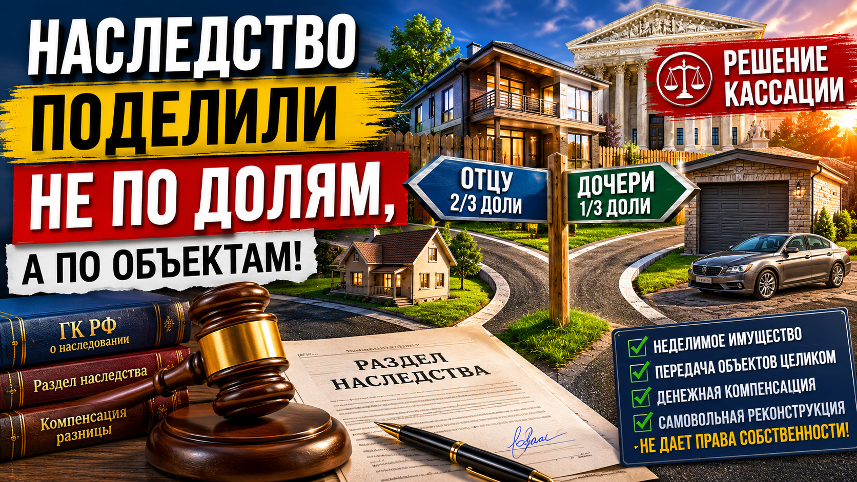 Наследство поделили не по долям, а по объектам: кассация поддержала такой подход. Раскрываю важные детали положительного исхода дела