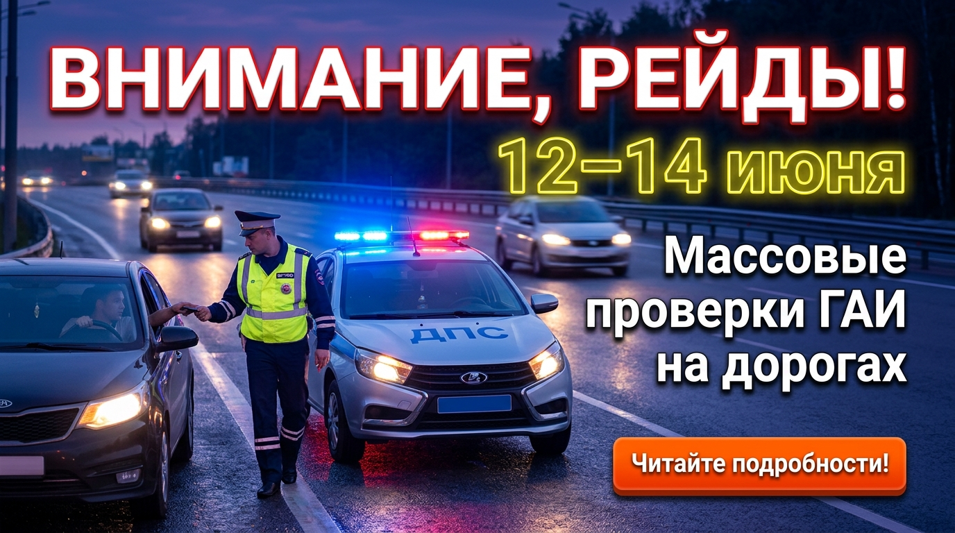 🚔 Внимание, рейды! 12–14 июня — массовые проверки ГАИ на дорогах. Что нужно знать водителям?