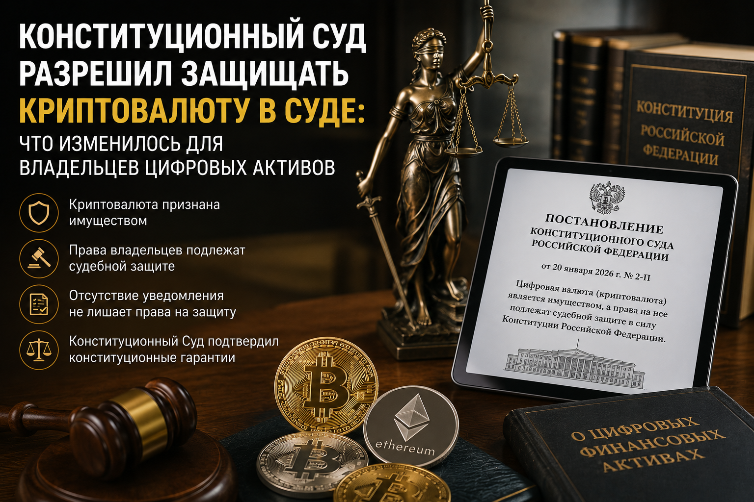 Конституционный Суд разрешил защищать криптовалюту в суде: почему это важное решение для владельцев цифровых активов