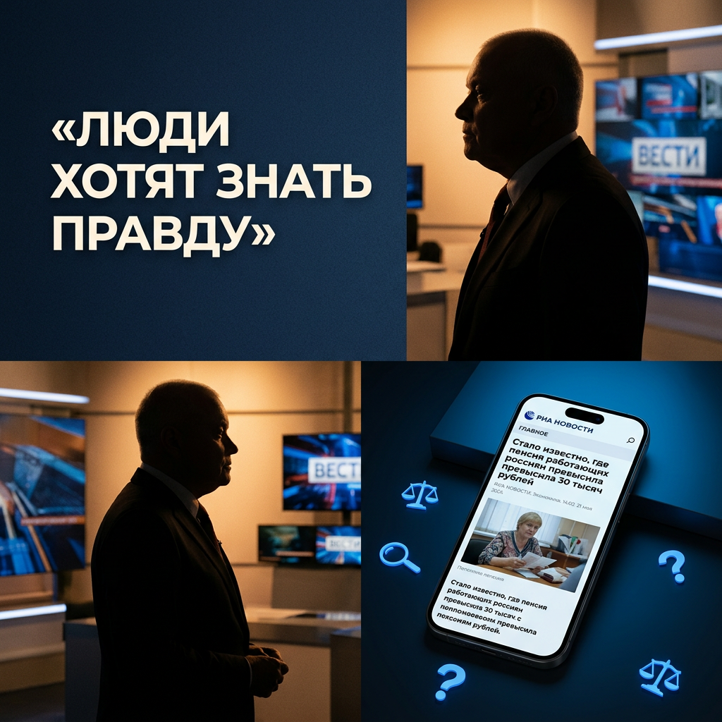 Ирония дня 💥: слова Киселёва о правде и новость про пенсии в 30 тысяч в одном кейсе от РИА Новости 🎭