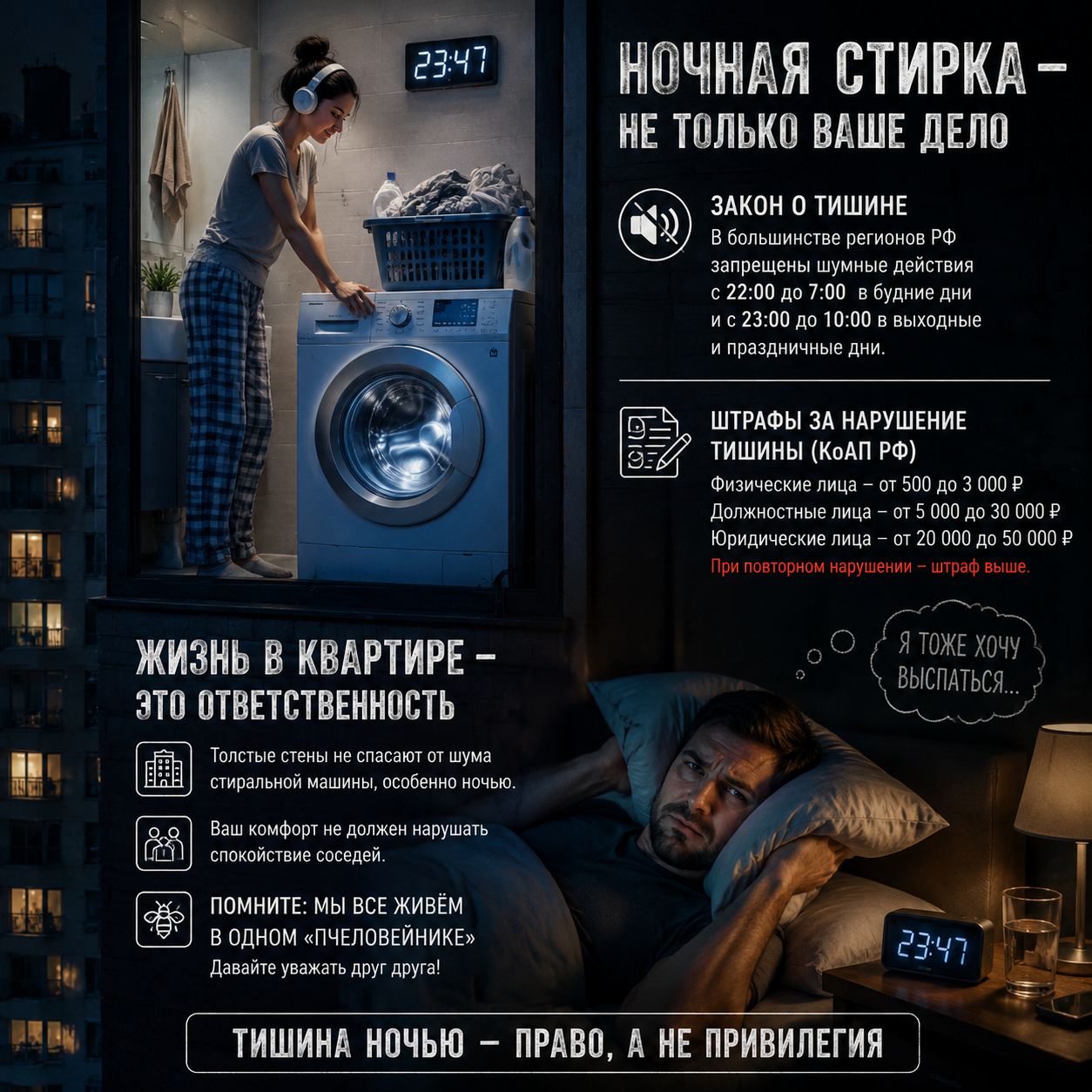 В час ночи мат-перемат за дверью: почему за обычную стирку к вам ворвется полиция и впаяет штраф!
