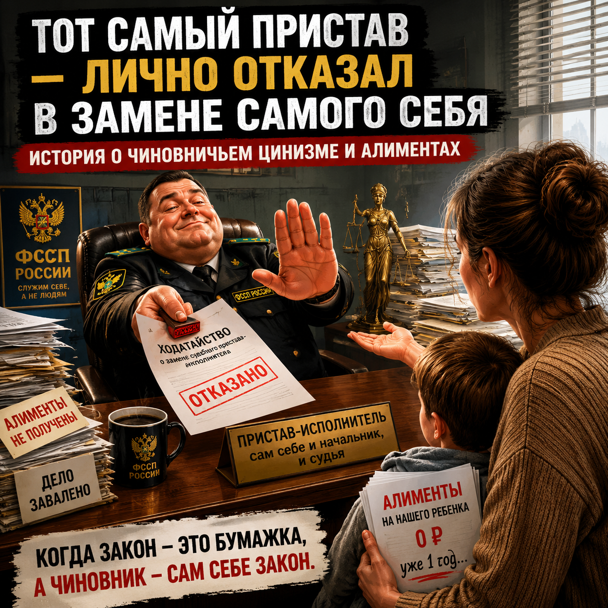 Прокурор в шоке: пристав отказал в замене самого себя. Про чиновничий беспредел и алименты