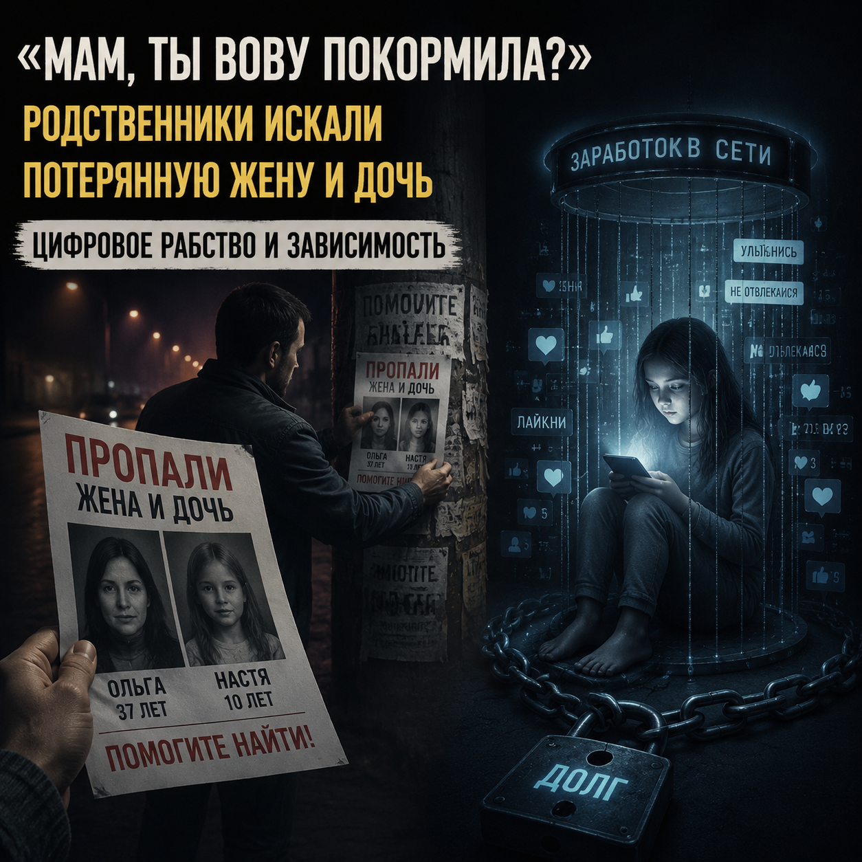 «Мам, ты Вову покормила?»: поисковая операция матери и жены. Цифровое рабство и зависимость