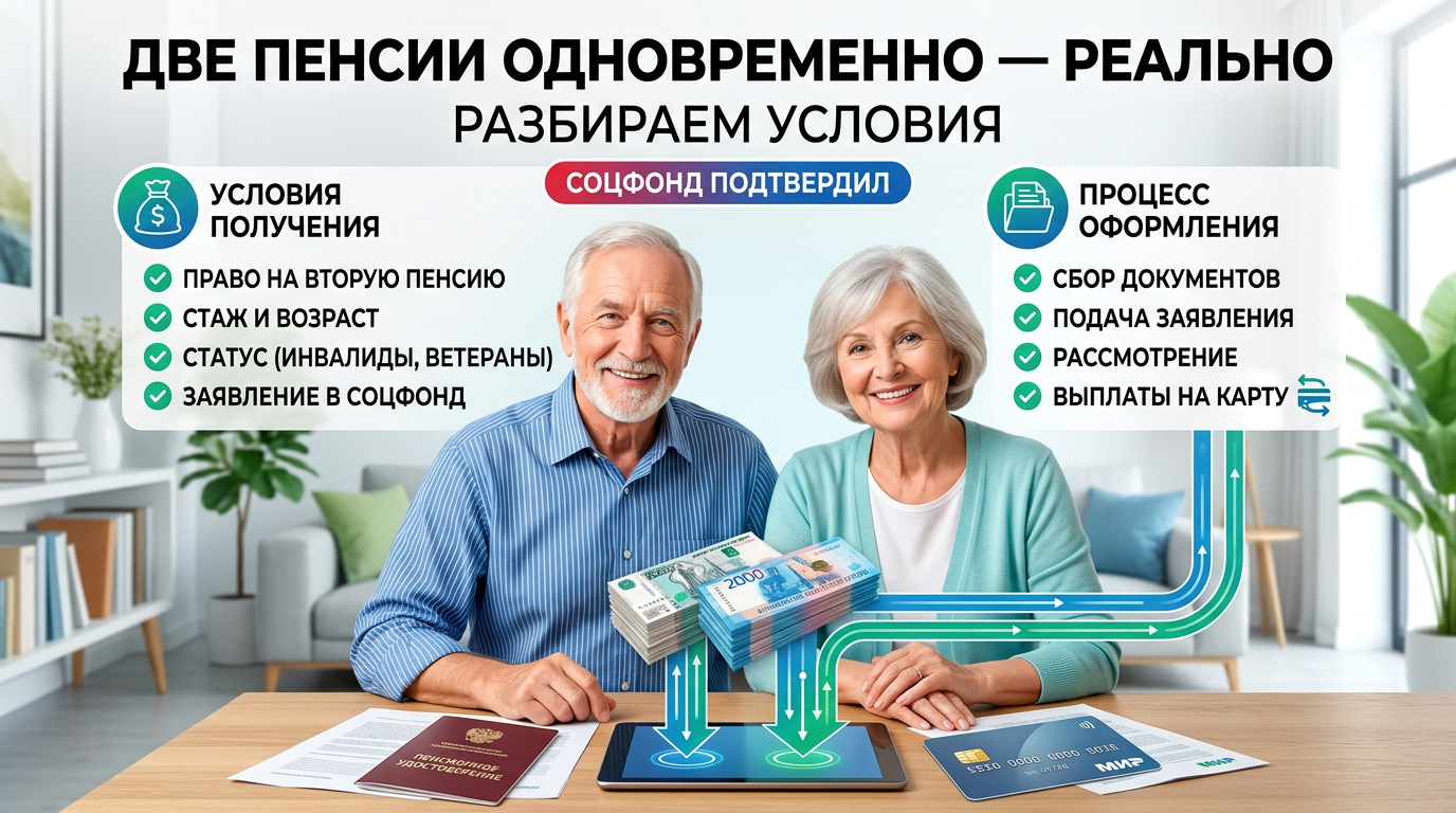 📢 Соцфонд подтвердил: две пенсии одновременно — реально. Разбираем условия