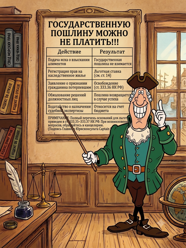Государственную судебную пошлину можно не платить!!! Таблица законных оснований