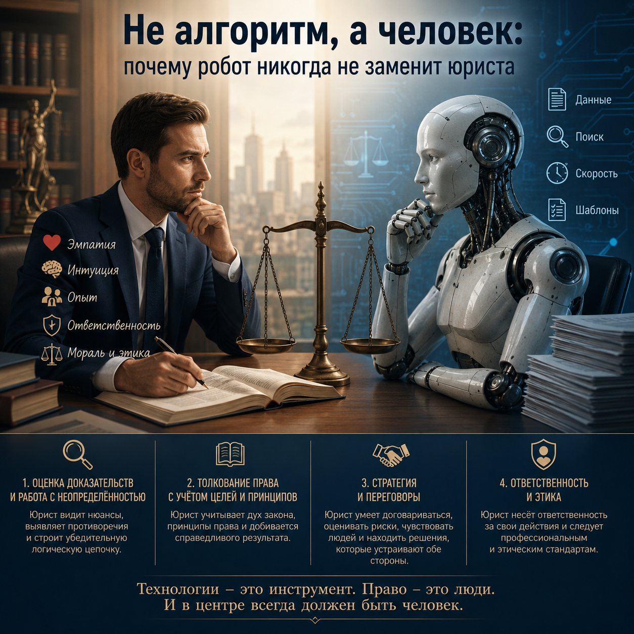 «Не алгоритм, а человек: почему робот никогда не заменит юриста»