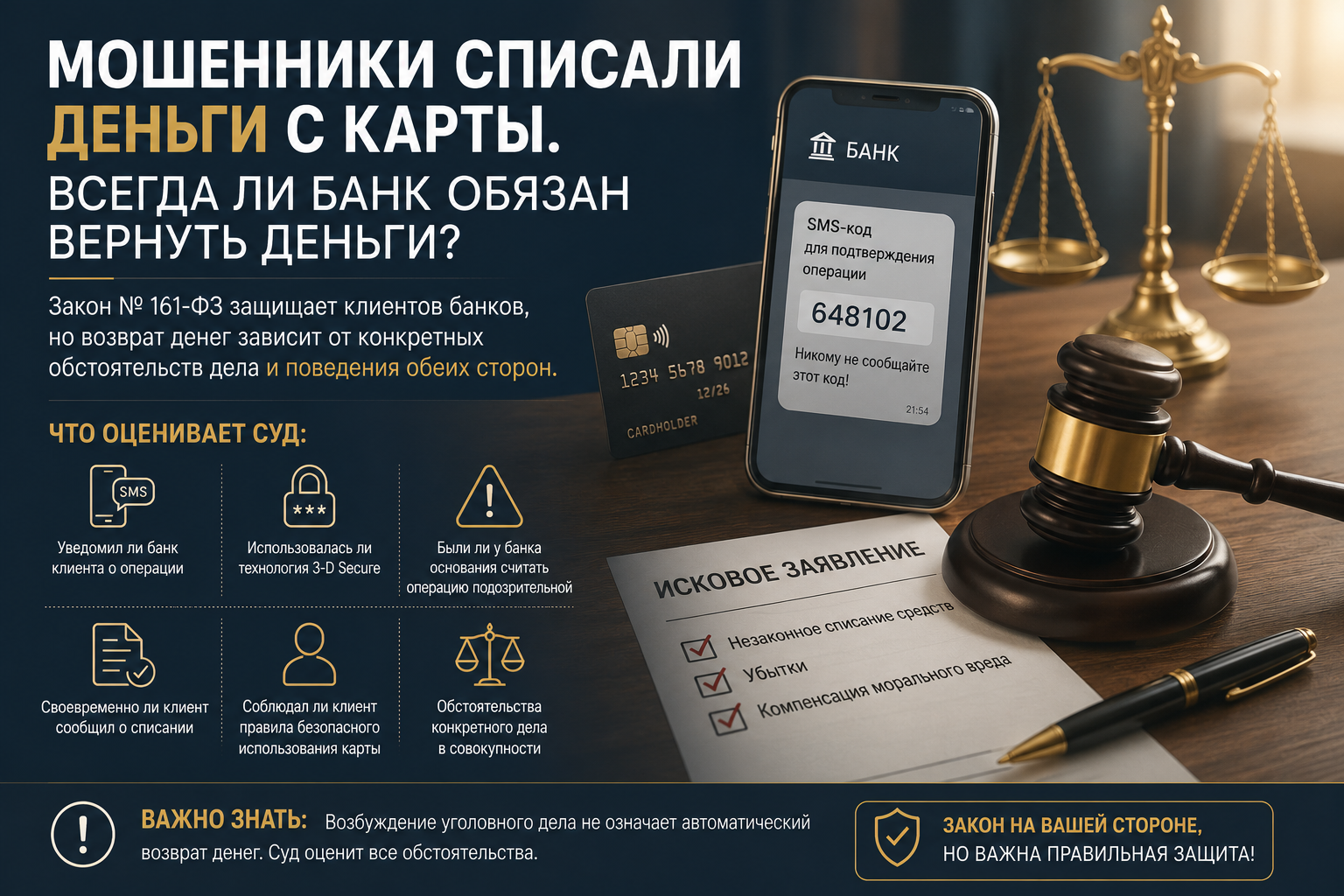 Мошенники списали деньги с карты. Всегда ли банк обязан вернуть деньги?