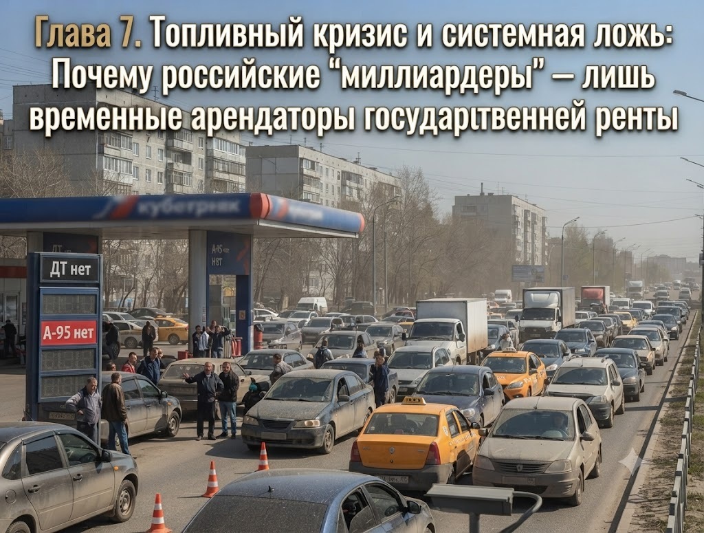 Глава 7. Топливный кризис и системная ложь: Почему российские «миллиардеры» – лишь временные арендаторы государственной ренты
