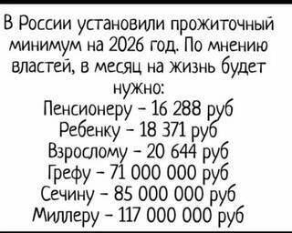 Прожиточный минимум в России в 2026 году
