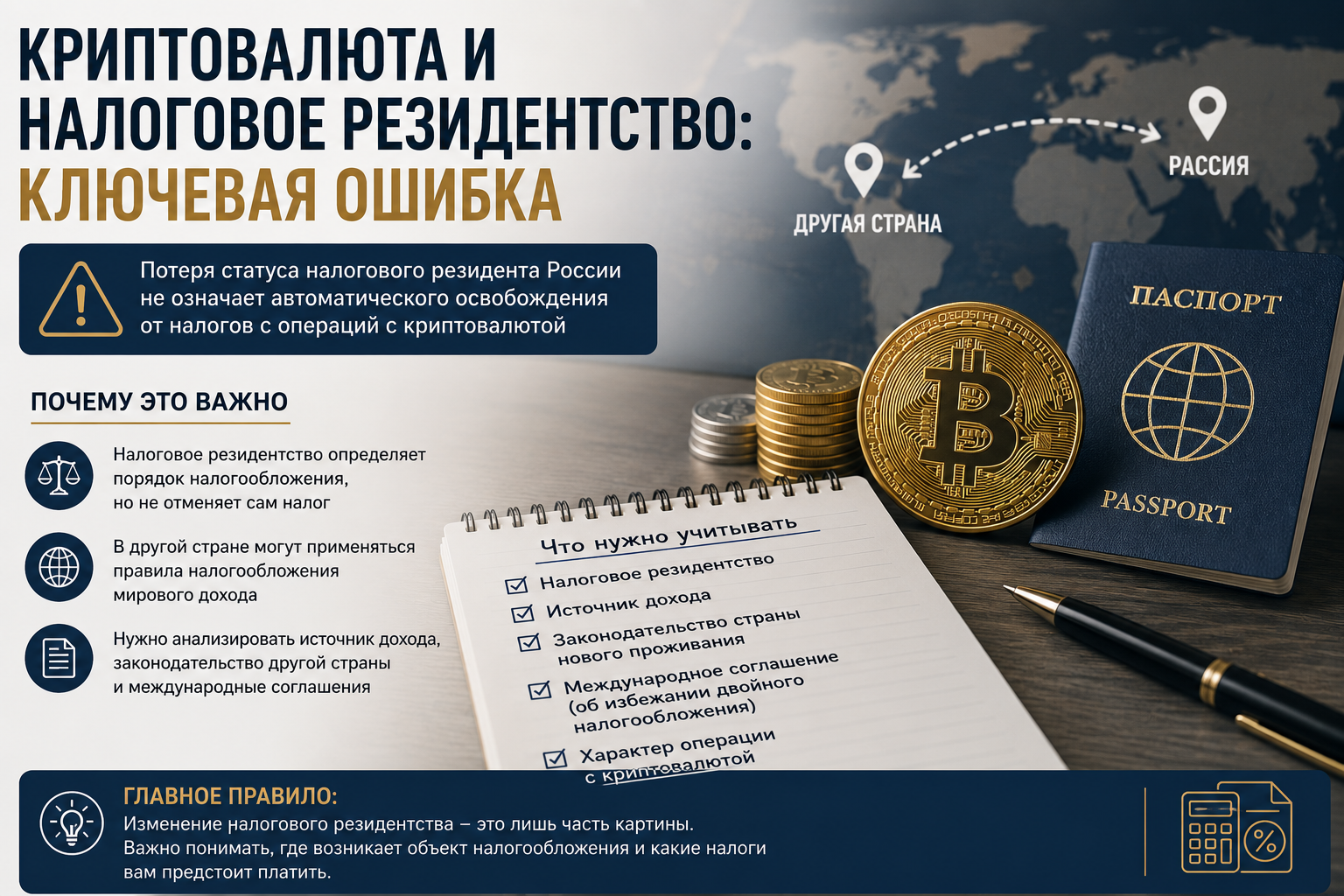 Криптовалюта и налоговое резидентство: ключевая ошибка, которая может дорого обойтись