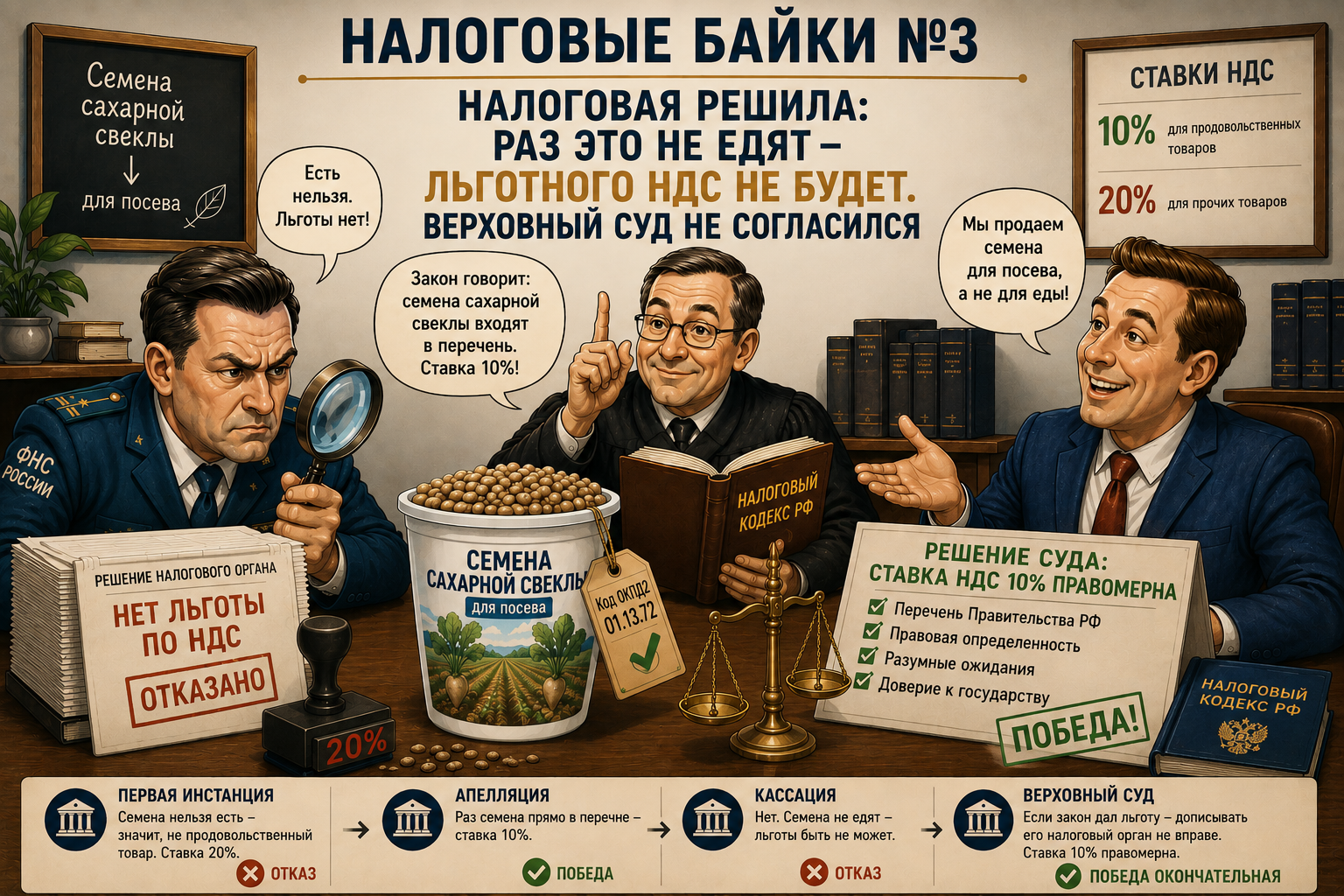 Налоговые байки из судебной практики: История № 3 - Налоговая решила: раз это не едят — льготного НДС не будет. Верховный Суд не согласился