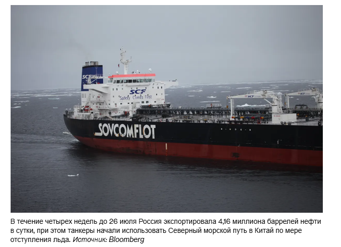 Россия наращивает потоки нефти через Арктику для поддержания высокого уровня экспорта.