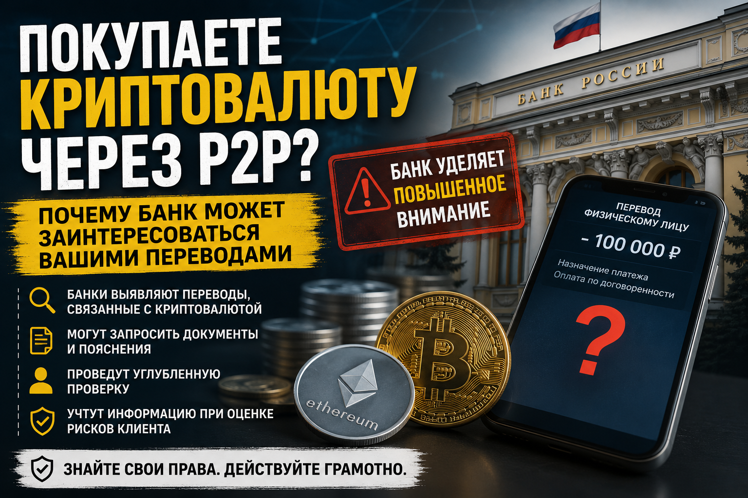 Покупаете криптовалюту через P2P? Почему банк может заинтересоваться вашими переводами