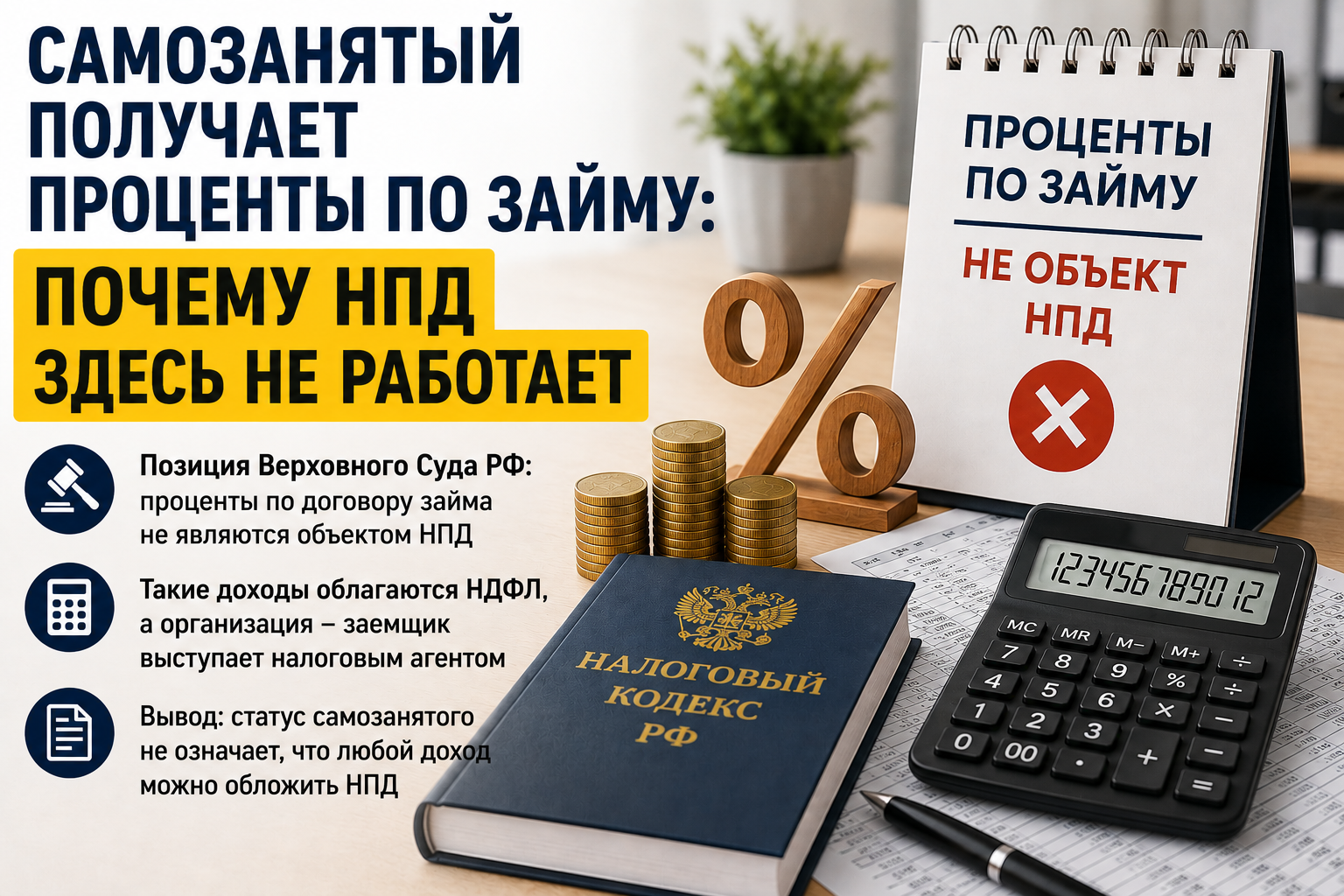 Самозанятый получает проценты по займу: почему НПД здесь не работает