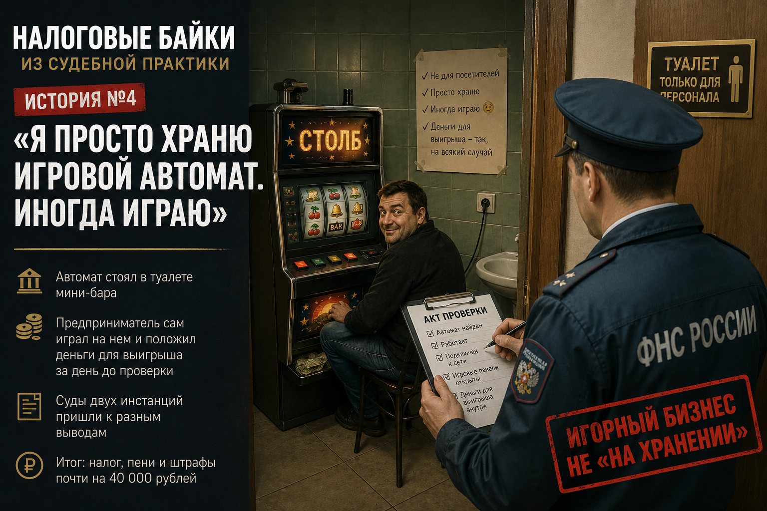 Налоговые байки из судебной практики. История №4: «Я просто храню игровой автомат. Иногда играю»