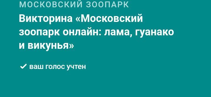 Отвечаю на вопросы Викторины в приложении «Активный гражданин» «Московский зоопарк онлайн: лама, гуанако и викунья», правильные ответы