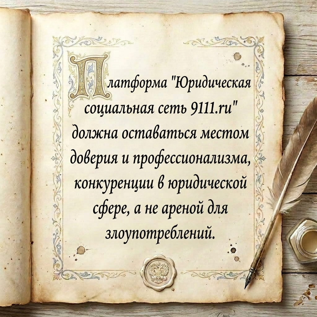 Благодарность администрации ООО “Юридическая социальная сеть 9111.ru”!