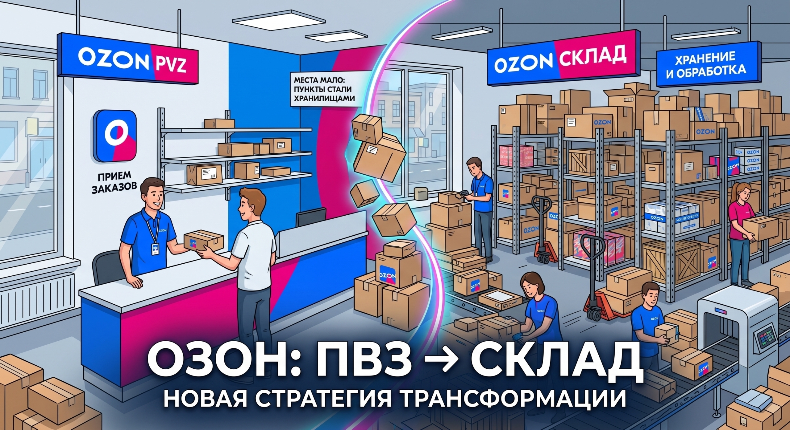 Ozon превращает ПВЗ в склады. Теперь товары будут хранить там, где их забирают