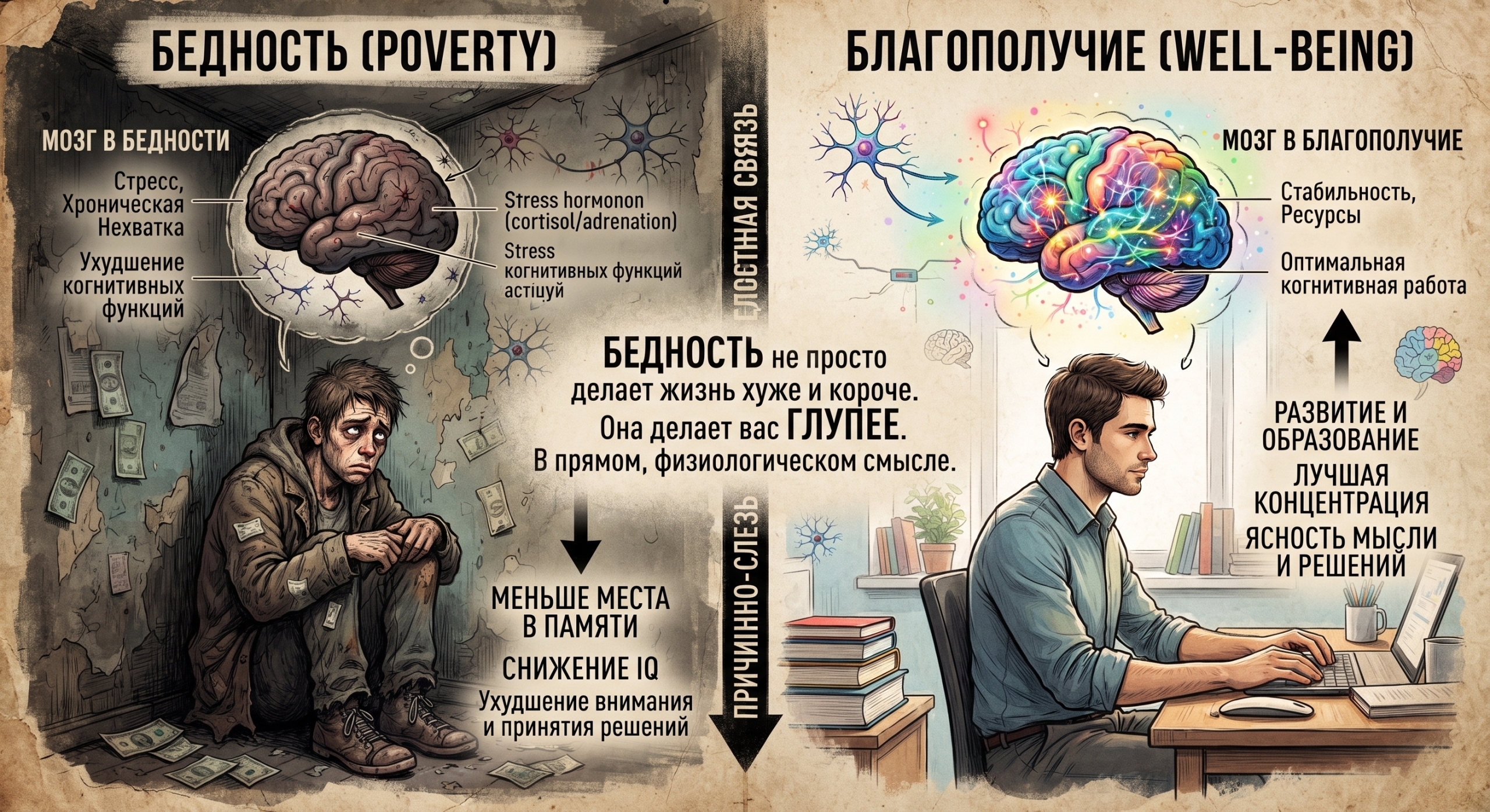 Бедность уменьшает мозг. Буквально. Ученые доказали