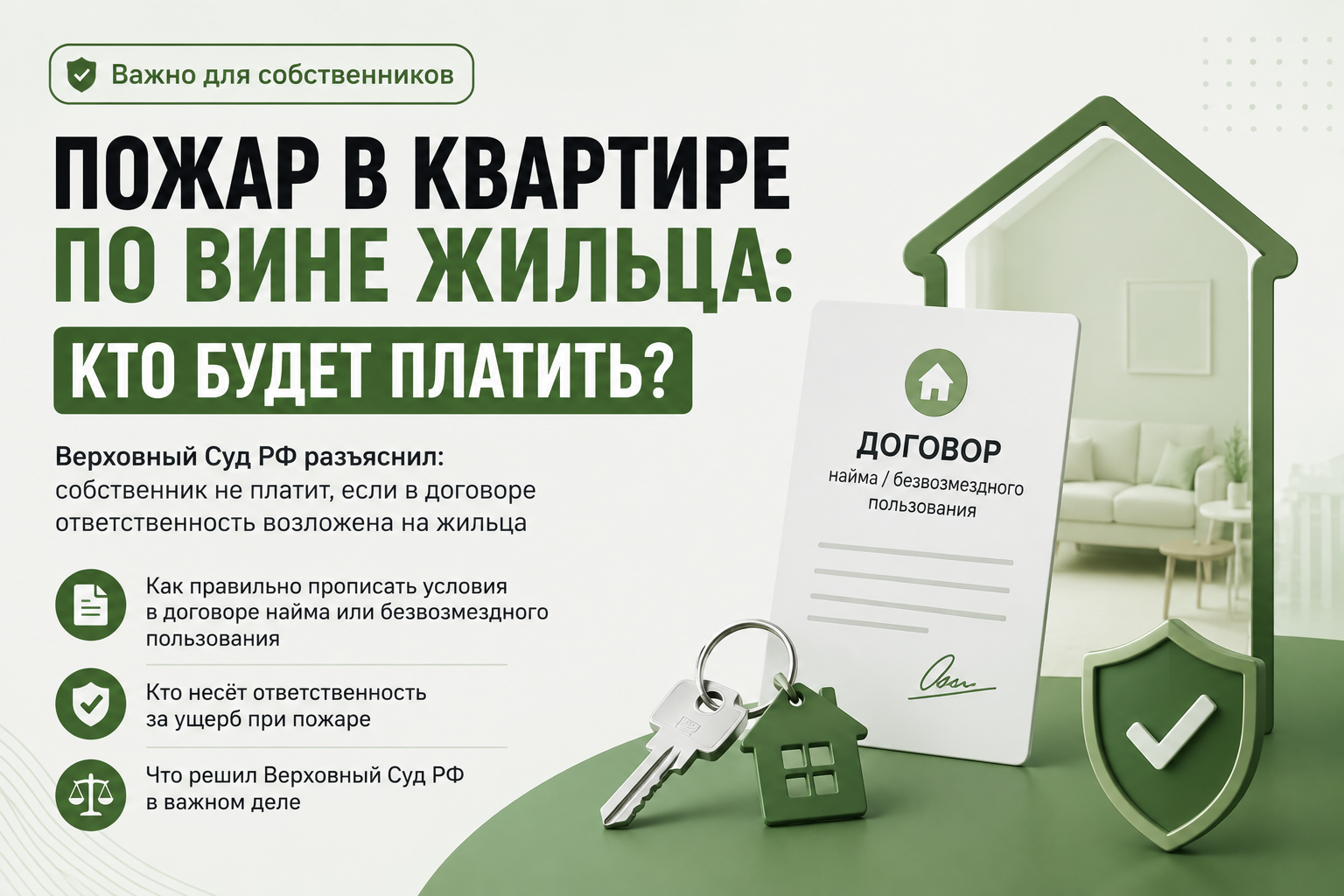 Пожар устроил жилец. Кто заплатит за ущерб — он или собственник квартиры?