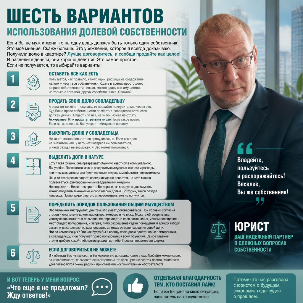 Шесть вариантов использования долевой собственности
