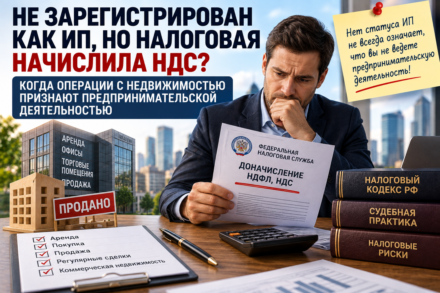 Не зарегистрирован как ИП, но налоговая начислила НДС: когда операции с недвижимостью признают предпринимательской деятельностью