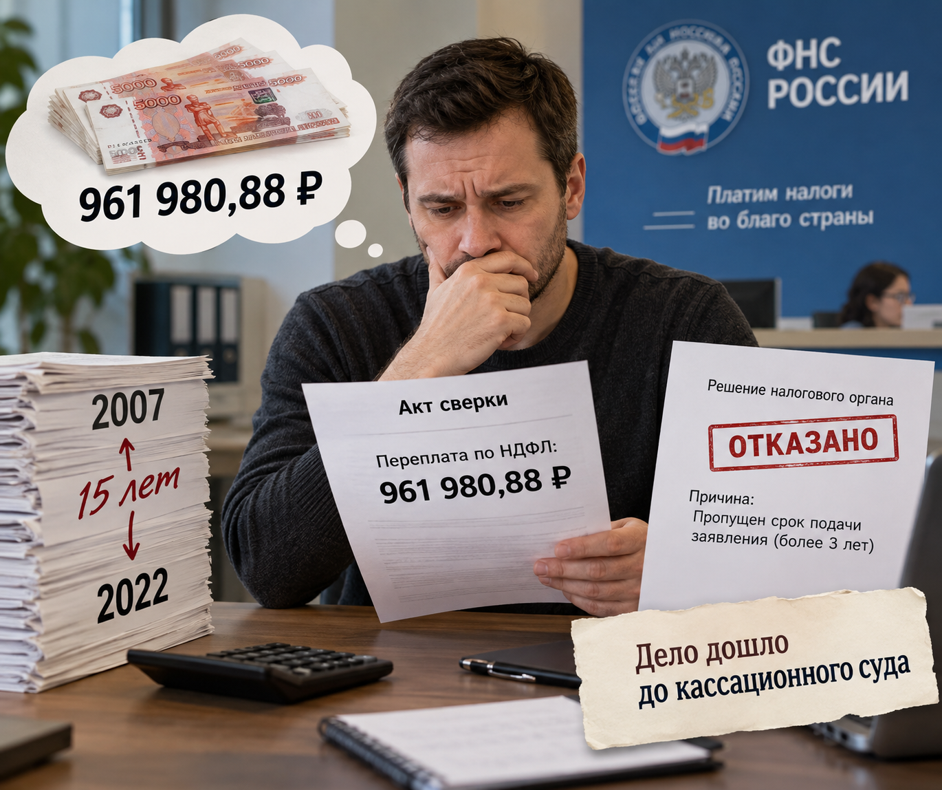 Мужчина переплатил налог почти на миллион рублей. Налоговая отказалась возвращать деньги