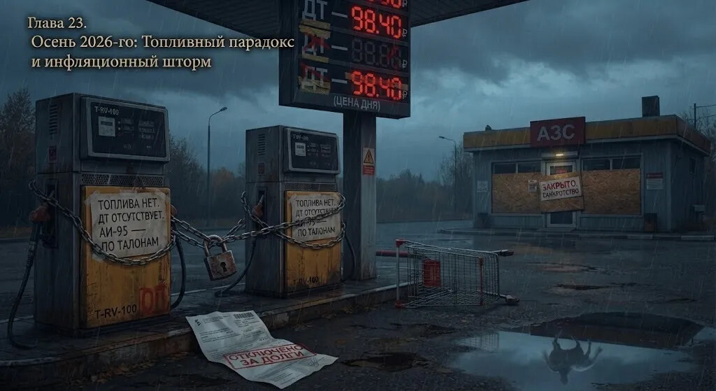 Белый всадник. Глава 23. Осень 2026-го: Топливный парадокс, инфляционный шторм и агония бюджета – диагноз архаичной модели